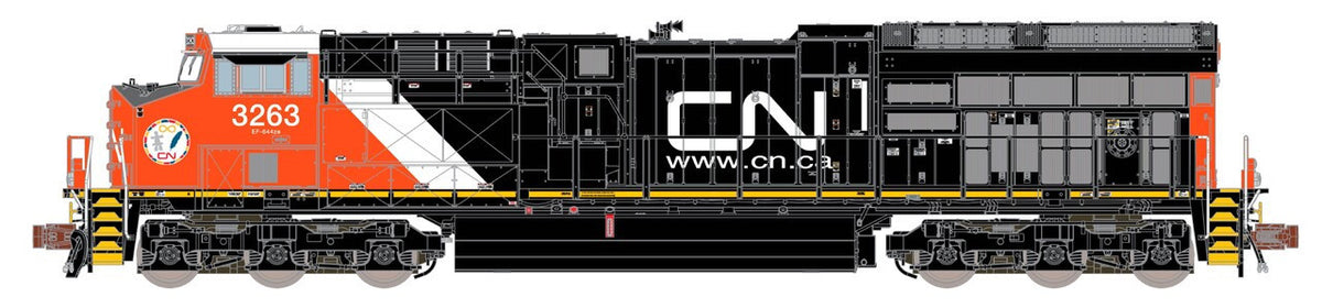 ScaleTrains Rivet Counter N SXT40438 DCC Ready GE ET44AC Locomotive Canadian National 'Aboriginal Affairs' w/White Cab Roof CN #3263