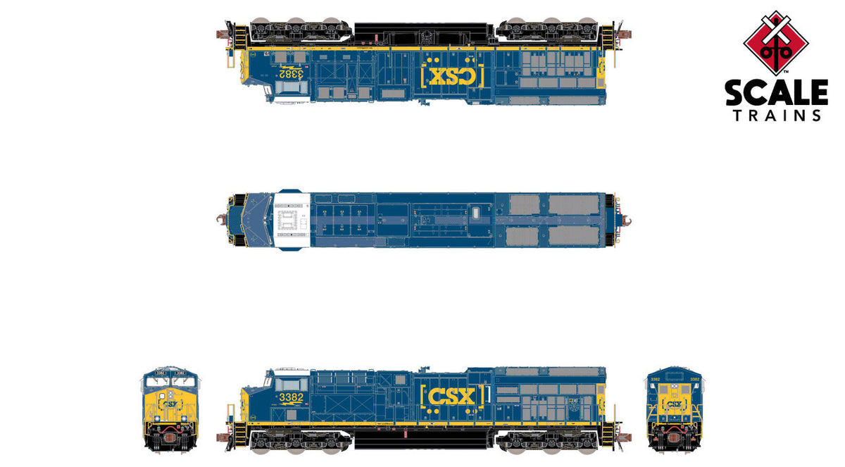 ScaleTrains Rivet Counter N SXT40443 DCC/ESU LokSound Equipped GE ET44AC Locomotive CSX 'YN3 Boxcar Logo' w/DP Sticker CSX #3399