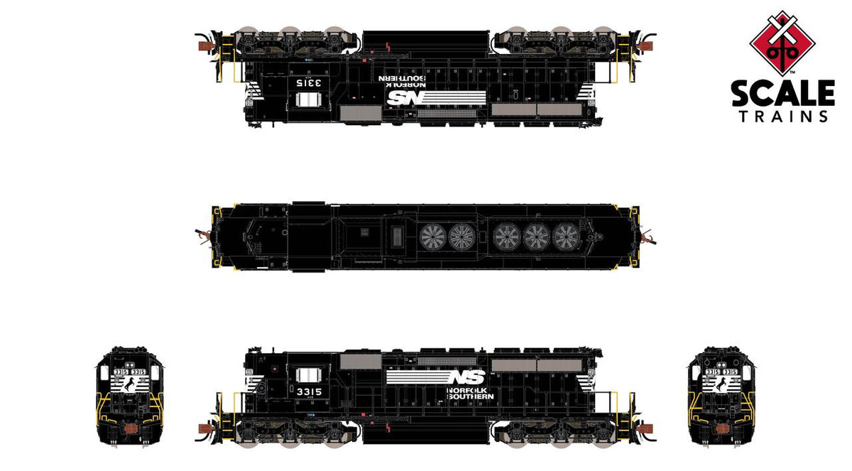 ScaleTrains Rivet Counter N SXT40725 DCC/ESU LokSound V5 Equipped EMD SD40-2 Norfolk Southern 'Thoroughbred' w/Corrugated Grilles NS #3326