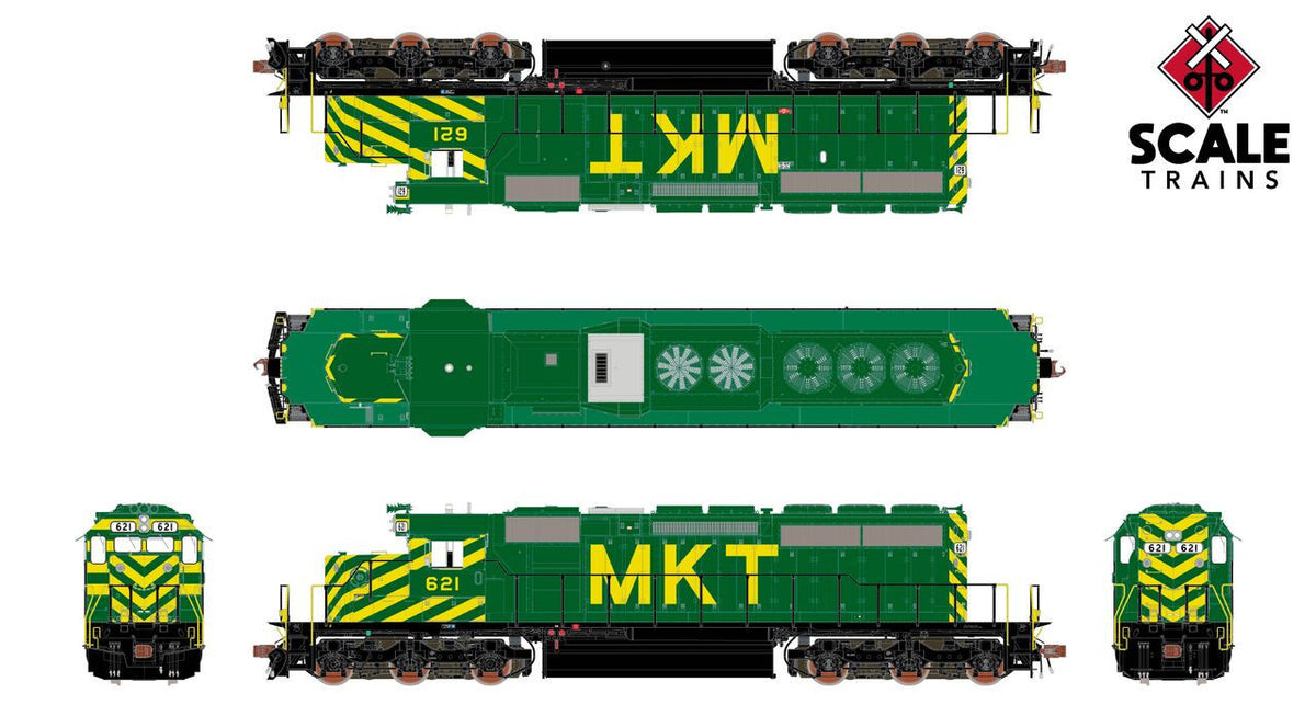 ScaleTrains Rivet Counter HO SXT40780 DCC Ready EMD SD40-2 Missouri-Kansas-Texas Delivered Unique Nose Striping MKT #621