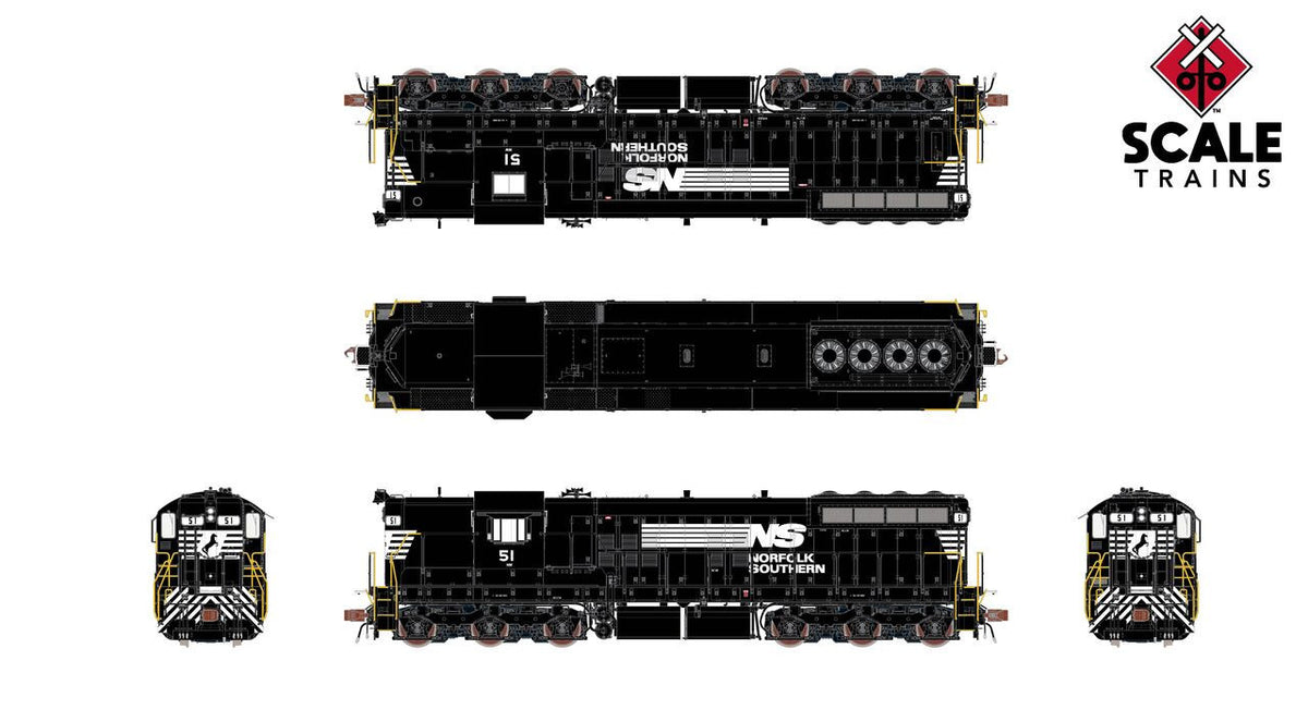 ScaleTrains Rivet Counter HO SXT41180 DCC/ESU Loksound 5 Equipped EMD SD9M Locomotive Norfolk Southern 'Thoroughbred' NS #51