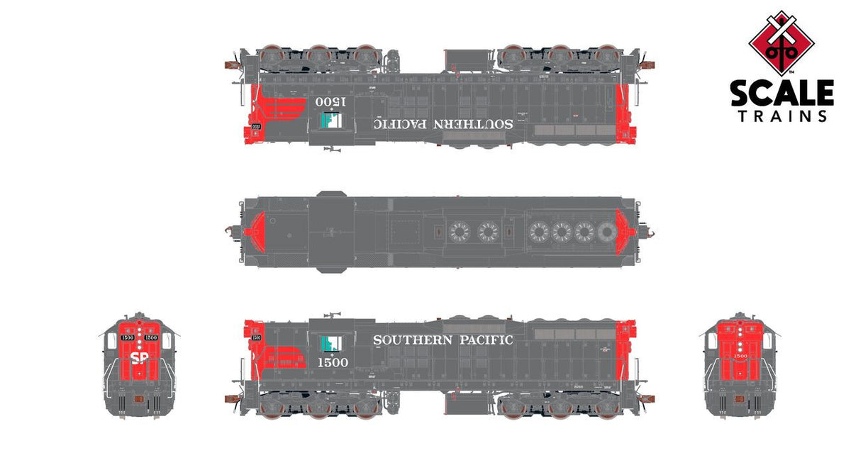 ScaleTrains Rivet Counter HO SXT41191 DCC Ready EMD SD7R Locomotive Southern Pacific 'Bloody Nose' SP #1500