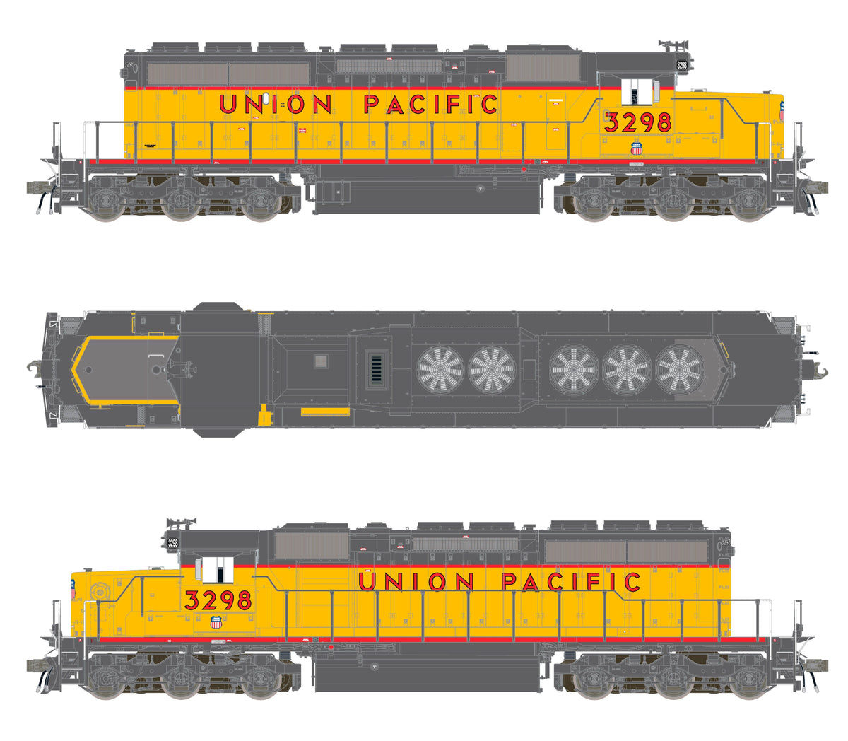ScaleTrains Rivet Counter HO SXT42180 DCC/ESU LokSound V5 Equipped EMD SD40-2R Locomotive Union Pacific /116" Snoot Nose/Ditch Lights UP #3298