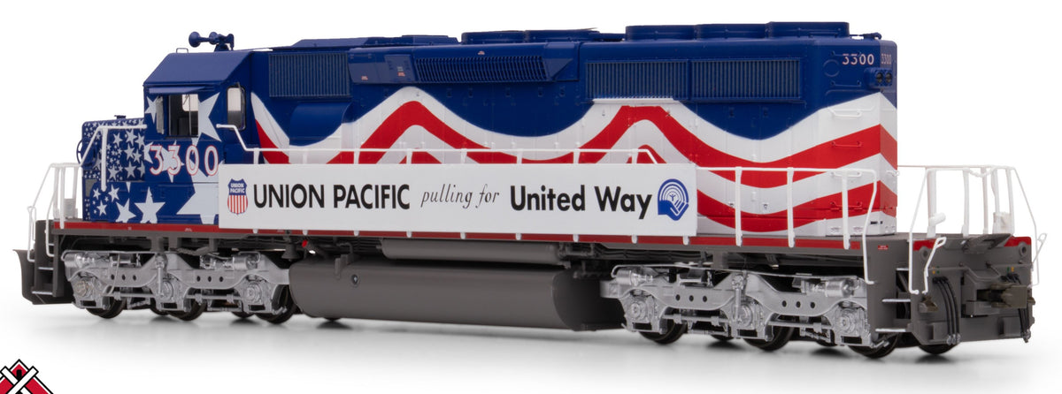 ScaleTrains Rivet Counter HO SXT42183 DCC Ready EMD SD40-2 Locomotive Union Pacific /116" Snoot Nose/United Way/Ditch Lights UP #3300