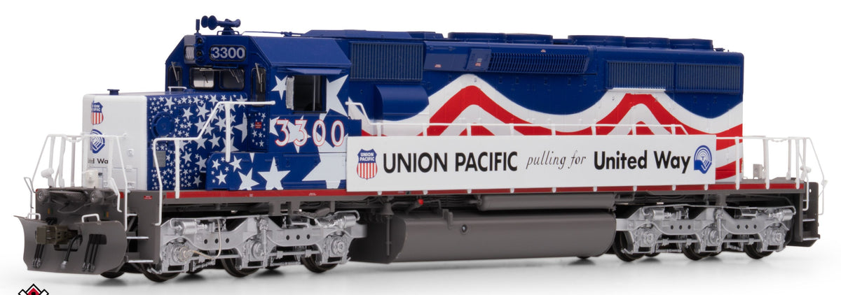 ScaleTrains Rivet Counter HO SXT42183 DCC Ready EMD SD40-2 Locomotive Union Pacific /116" Snoot Nose/United Way/Ditch Lights UP #3300