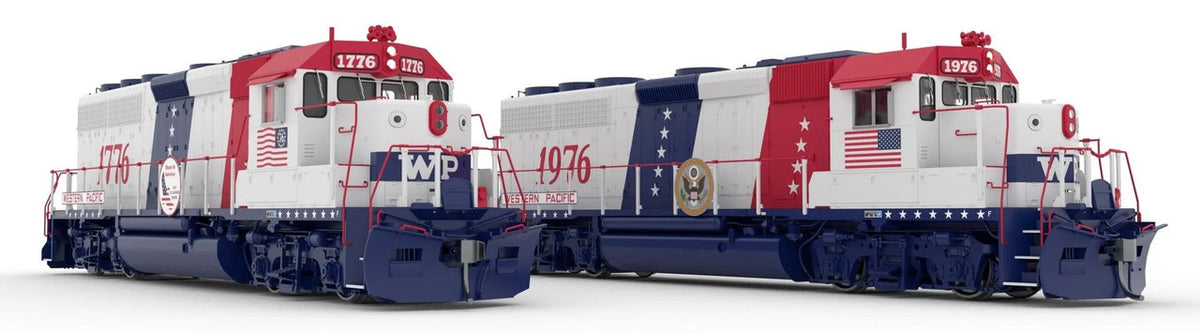 Rapido Trains Inc HO 40560 DCC/ESU LokSound V5 Equipped EMD GP40 Locomotive Set Western Pacific 'Bicentennial' WP #1776 + WP #1976 2-Pack