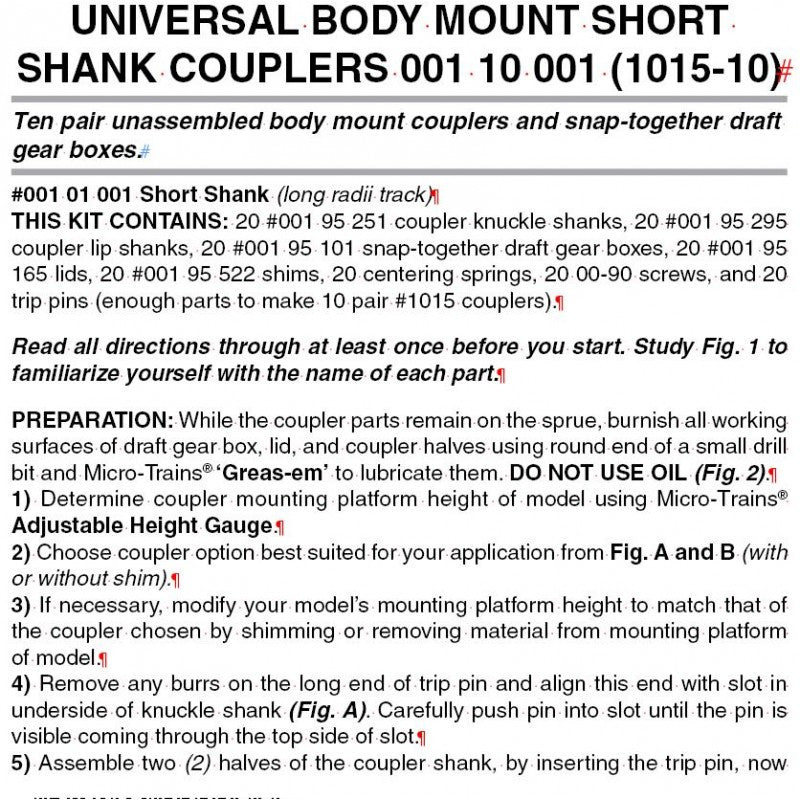 Micro Trains Line N 00110001 (1015-10) Universal Body Mount Couplers Short Shank Bulk Pack – 10  pair