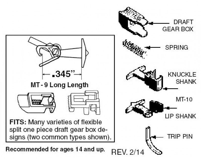 Micro Trains Line N 00130014 (1130) Universal Couplers Long T-Shank MT-9 Conversion – 2 pair