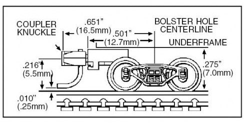 Micro Trains Line N 00310022 (1003-10) Bettendorf Trucks with Medium Extension Couplers - 10 Pair
