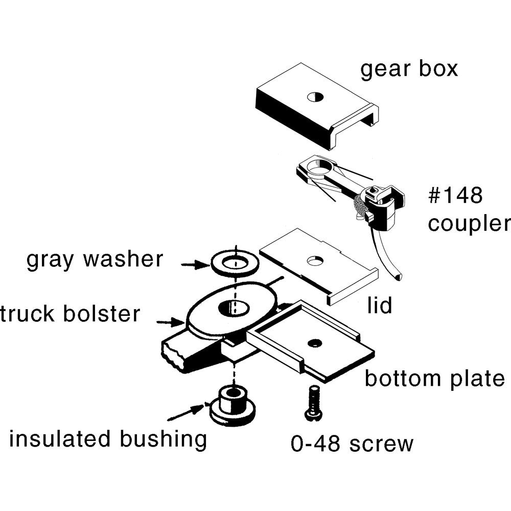 Kadee HO #503 Arch Bar Trucks with Ready-to-Mount #148 Whisker Couplers with 33 inch Ribbed Back Wheels Metal Fully Sprung - 1 Pair