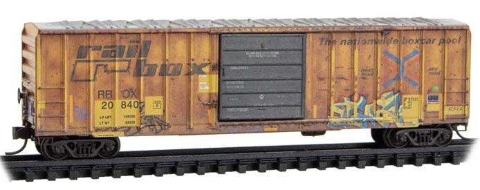 Micro Trains Line N 025144011 50' Rib-Side Single-Door Boxcar No Roofwalk Weathered Burlington Northern 'ex-Railbox' BN #20480