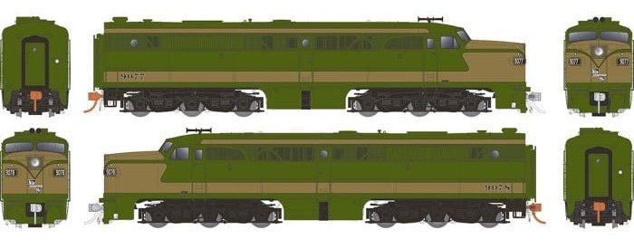 Rapido Trains Inc HO 23544 DCC/ESU Loksound V5 Equipped ALCo PA-1 + PA-1 Locomotive Set CN Demonstrator #9077 + 9078