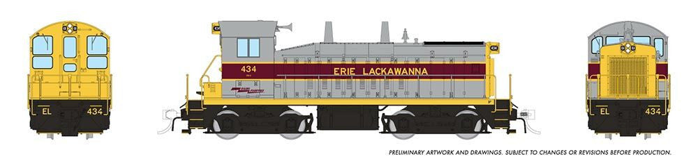 Rapido Trains Inc HO 27578 DCC/ESU LokSound V5 Equipped EMD SW9 Locomotive Erie-Lackawanna 'Gray & Maroon' E-L #434
