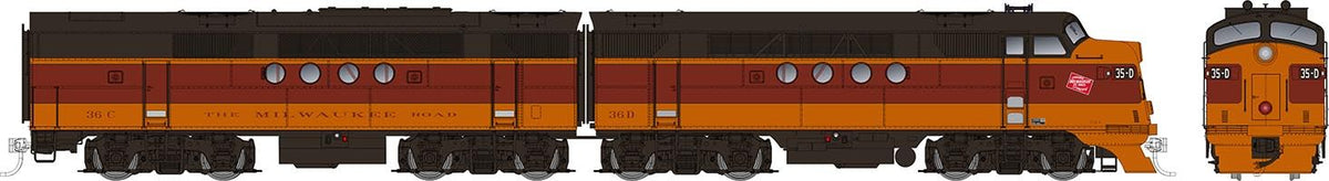 Rapido Trains Inc HO 53015 DCC Ready EMD FT A+B Locomotive Set Milwaukee Road "1948 Scheme" MILW #35D + 35C