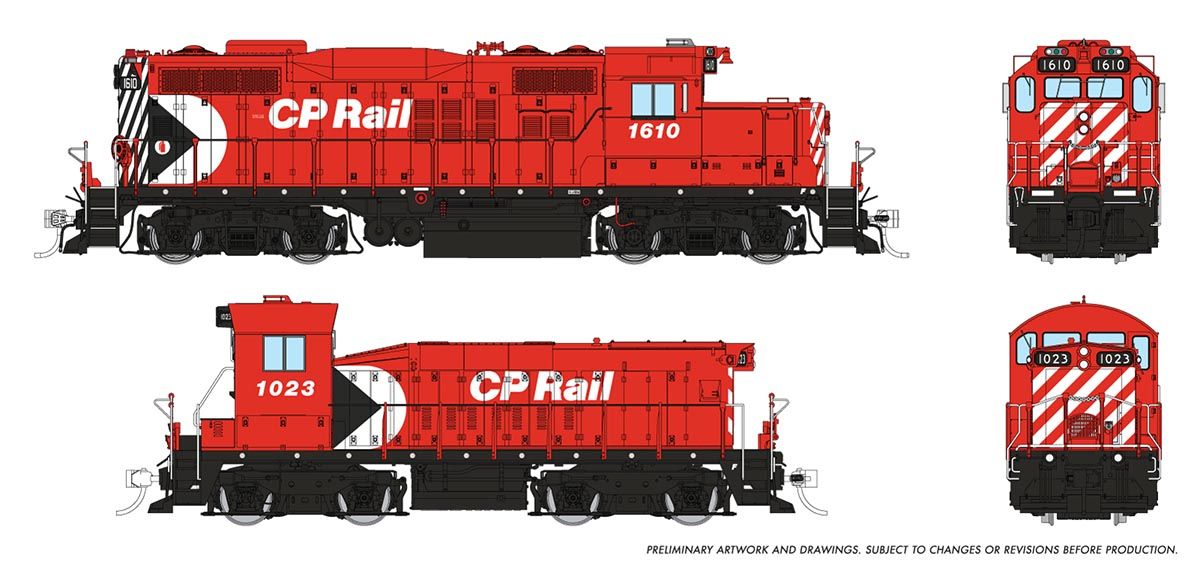 Rapido Trains Inc HO 54017 DCC Ready GP9u Locomotive Mother+Slug Set CP Rail "Multimark" CP #1610 + #1023