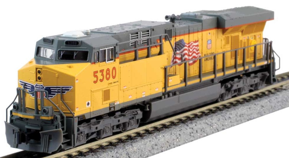 Kato N 176-8954-LS-DMW with DCC/ESU LokSound V5 GE ES44AC GEVO Locomotive Union Pacific 'US Flag-Building America' Logo #5400