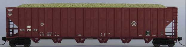 Trainworx N 2700301 Greenville 7000-Cubic Foot Wood Chip Hopper Missouri Pacific 'Small Buzzsaw Logo' MP #1