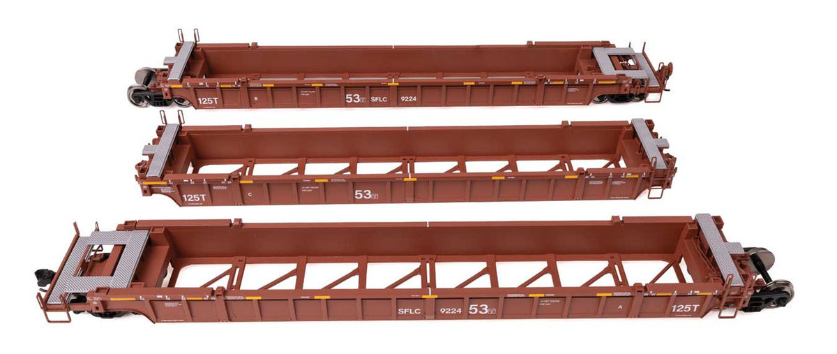 Walthers Mainline HO 910-55823 NSC Articulated 3-Unit 53' Well Car Santa Fe Leasing Co. SFLC #9224