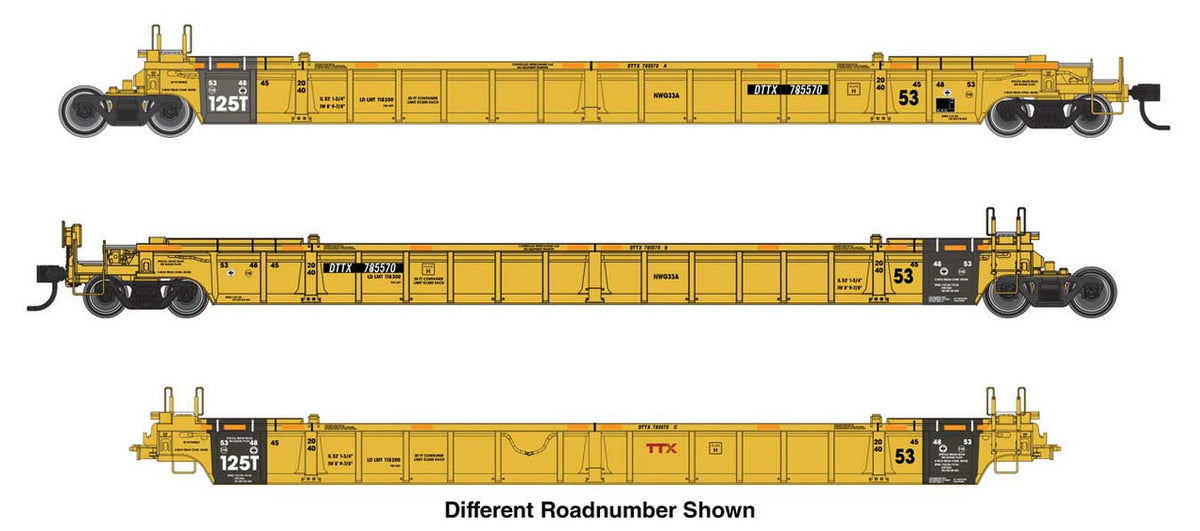 Walthers Mainline HO 910-55828 NSC Articulated 3-Unit 53' Well Car TTX DTTX #785815