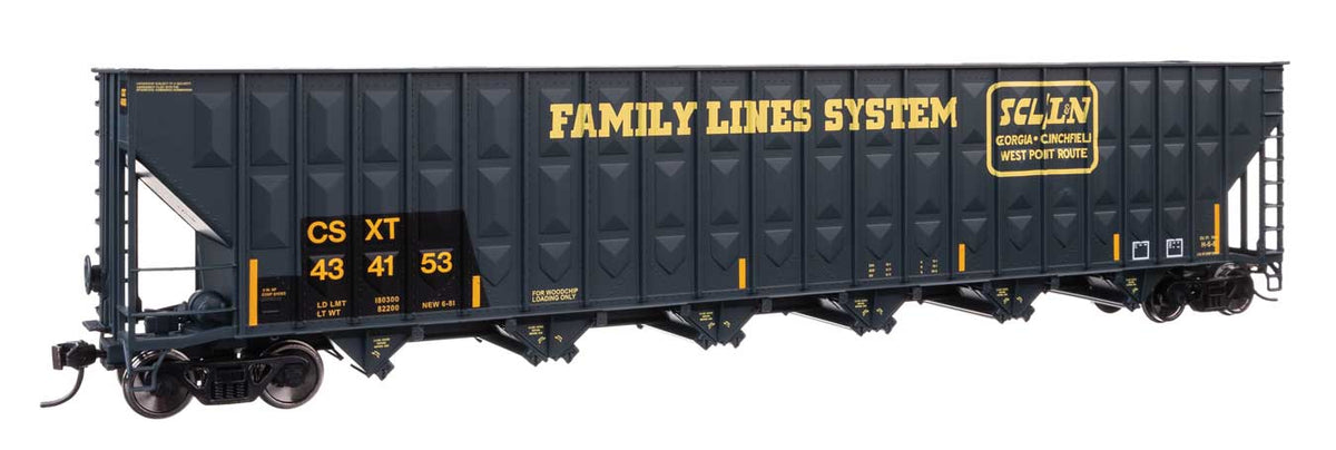 Walthers Mainline HO 910-56376 73' Greenville 7,000 Cubic Foot Wood Chip Hopper CSX Transportation CSXT #434153 (Patched Family Lines SCL/FLS)
