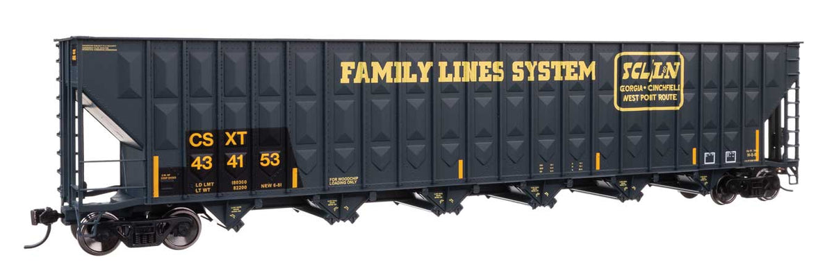 Walthers Mainline HO 910-56376 73' Greenville 7,000 Cubic Foot Wood Chip Hopper CSX Transportation CSXT #434153 (Patched Family Lines SCL/FLS)