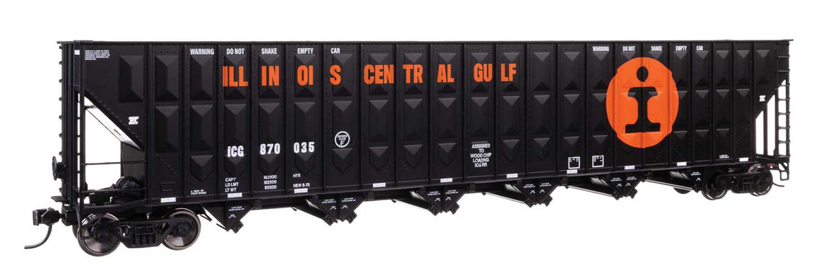 Walthers Mainline HO 910-56380 73' Greenville 7,000 Cubic Foot Wood Chip Hopper Illinois Central Gulf ICG #870035