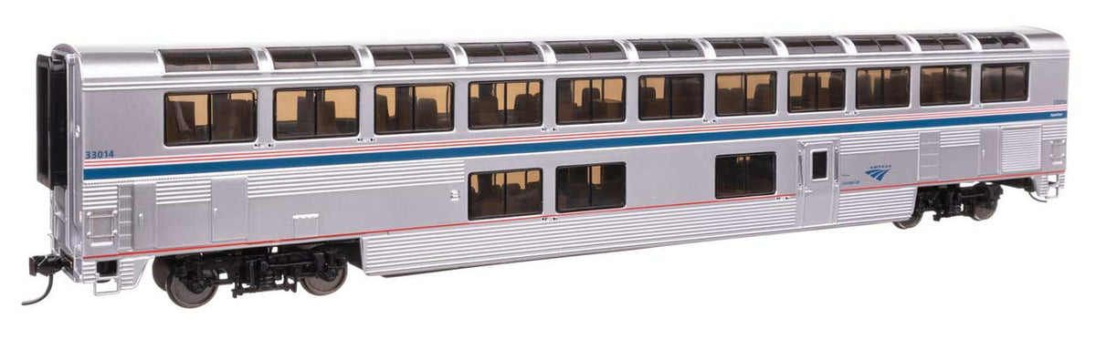 WalthersProto HO 920-12047 85' Pullman-Standard Superliner I Sightseer Lounge Lighted Amtrak 'Phase VI' Scheme AMTK #33014