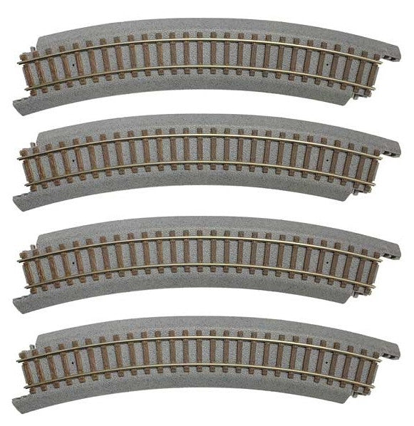 WalthersTrainline HO 931-1352 Power-Loc Code 100 Nickel Silver Track 18" Radius Curve 4-Pack