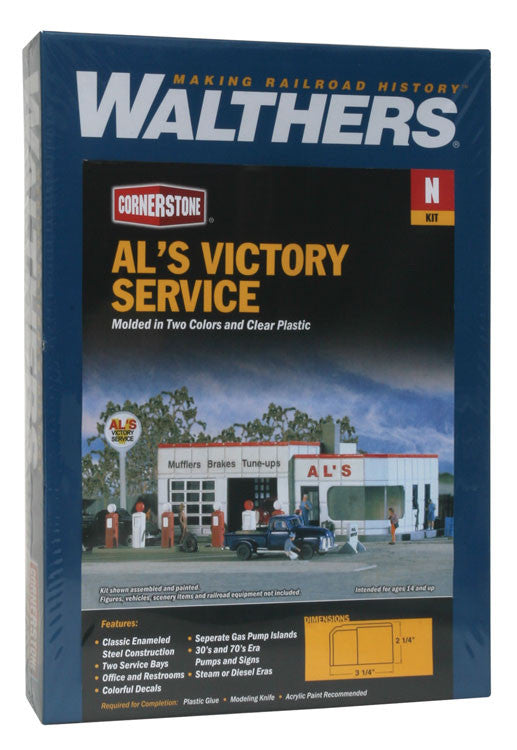 Walthers Cornerstone N 933-3243 Al's Victory Service Gas Station - Kit