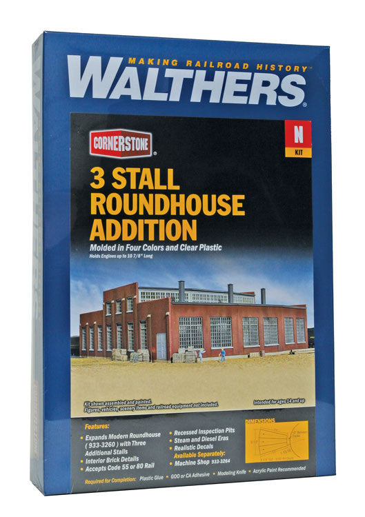 Walthers Cornerstone N 933-3261 Modern Roundhouse 3 Add-On Stalls - Kit