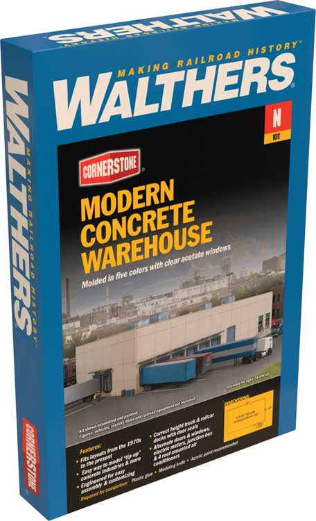 Walthers Cornerstone N 933-3862 Modern Concrete Warehouse - Kit