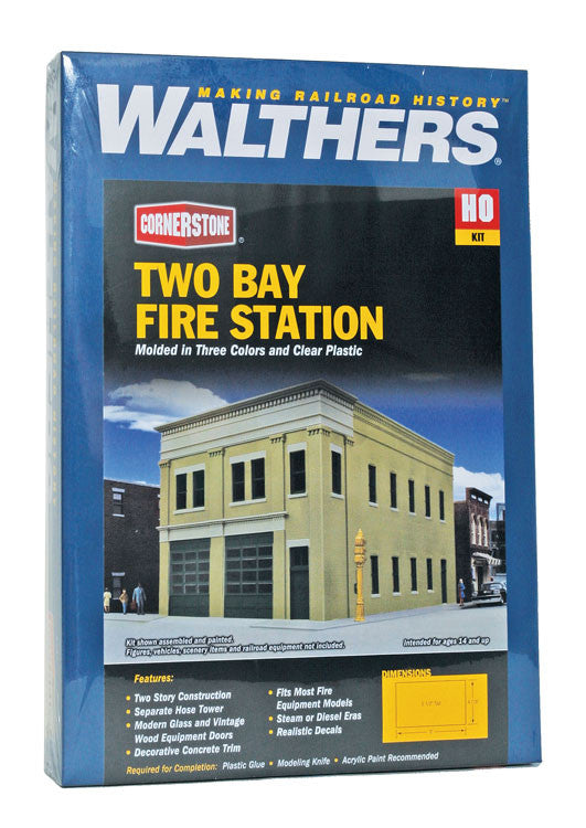 Walthers Cornerstone HO 933-4022 Two-Bay Fire Station - Kit