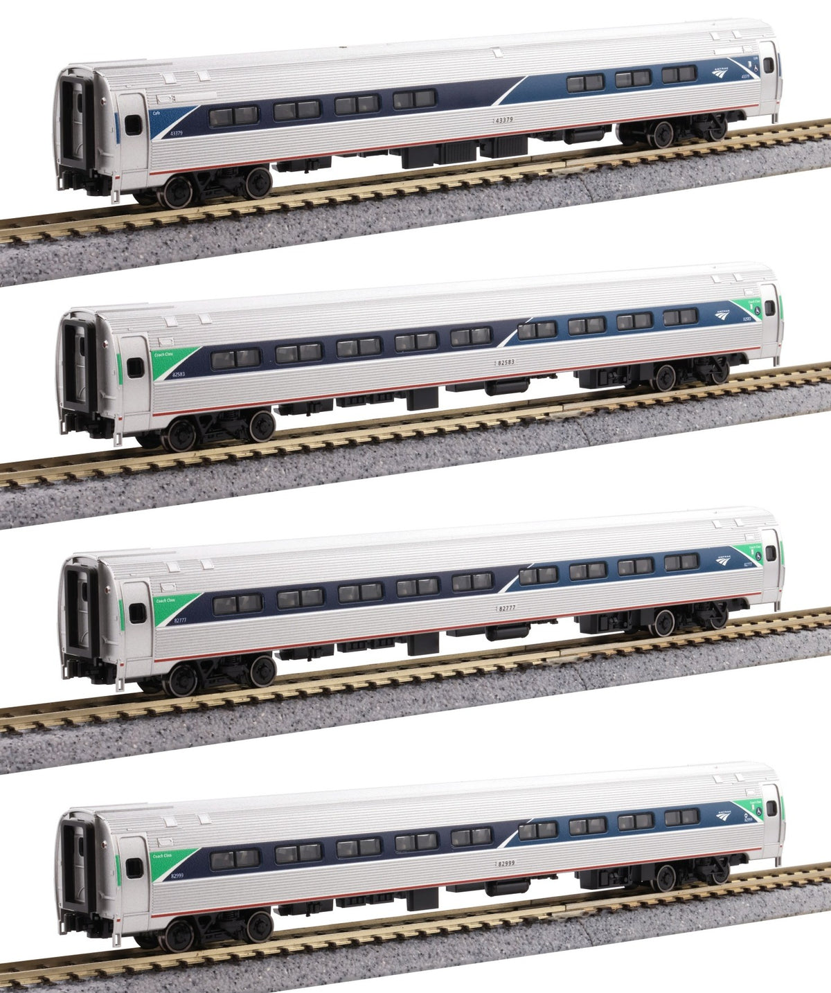 Kato N 106-8021 Amtrak Amfleet I "Phase VII" Paint Scheme 4 Car Bookcase Set