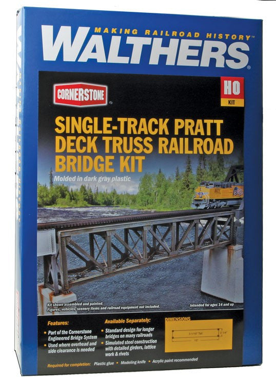 Walthers Cornerstone HO 933-4520 Pratt 109' Single Track Deck Truss Railroad Bridge - Kit