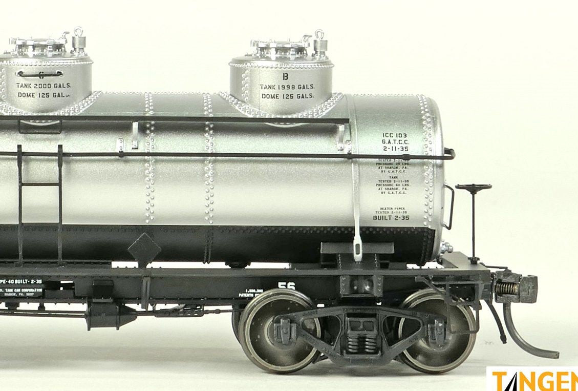 Tangent Scale Models HO 11517-04 General American 1928-Design 6000 Gallon 3-Compartment Tank Car Magnolia Petroleum Company 'Original Delivery Silver and Black 1935+' MPCX #56