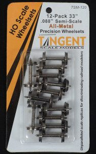 Tangent HO 120 33" Semi-Scale Tread 0.088" Blackened All-Metal Precision Wheelsets - 12 pack