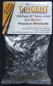Tangent HO 121 33" Semi-Scale Tread 0.088" Blackened All-Metal Precision Wheelsets - 100 pack