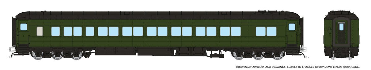 Rapido Trains Inc HO 125099 Balloon Top Coach Painted Green Unlettered