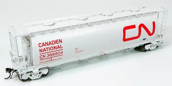 Rapido Trains Inc HO 127024-369807 NSC 3800cuft Covered Hopper Canadian National 'Wet Noodle' Delivery Scheme White Car CN #369807