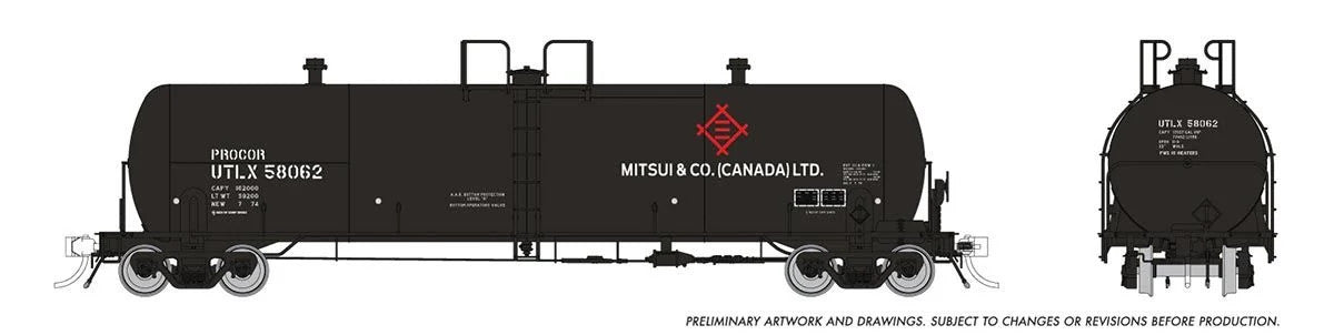 Rapido Trains Inc HO 135016A Procor 20K gal Tank Car Mitsui & Co Canada UTLX Single Car