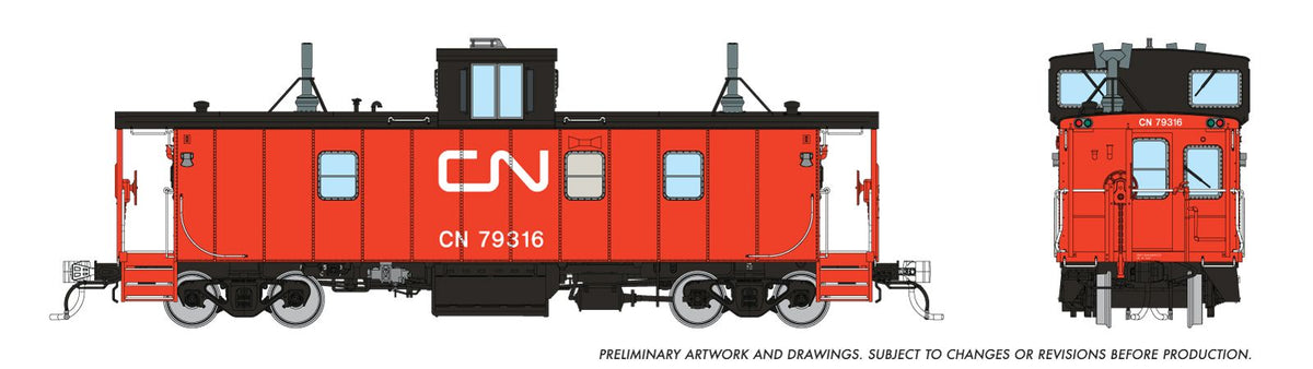 Rapido Trains Inc HO 166027 Hawker Siddeley Caboose (Van) Canadian National CN #79316 "as-delivered Red/Orange Steps"
