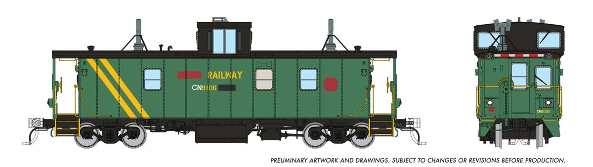 Rapido Trains Inc HO 166038 Hawker Siddeley Caboose (Van) Canadian National CN #9106 "Patched ex-OCR, exx-DEVCO"