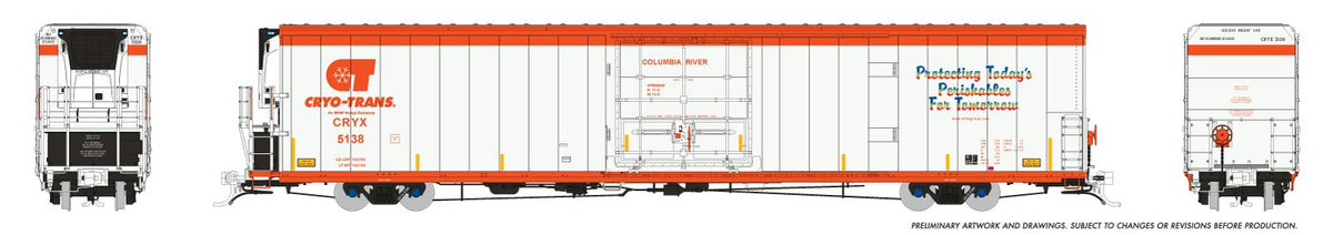 Rapido Trains Inc HO 167001A Greenbrier 7780cuft Reefer Cryo-Trans CRYX Single Car #1