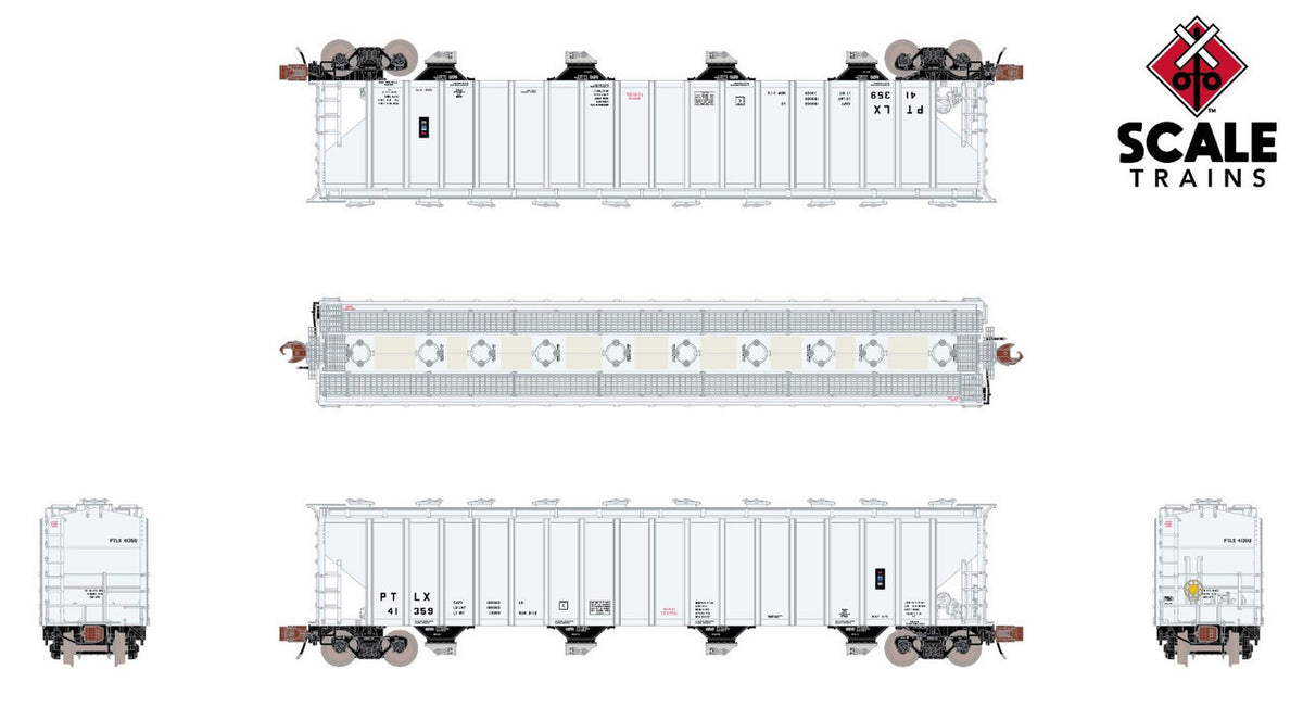 ScaleTrains Rivet Counter N SXT39319 Pullman-Standard 5820 Covered Hopper Pullman Transport Leasing/North Petro PTLX #41397