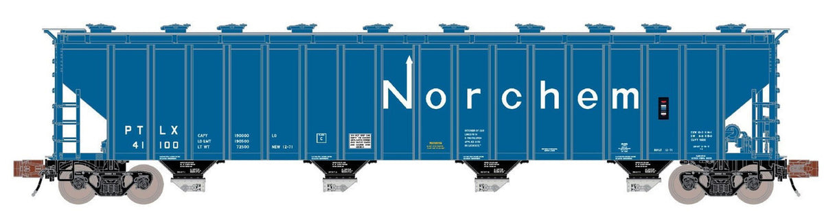 ScaleTrains Rivet Counter N SXT39327 Pullman-Standard 5820 Covered Hopper Pullman Transport Leasing/Norchem/Blue PTLX #41274