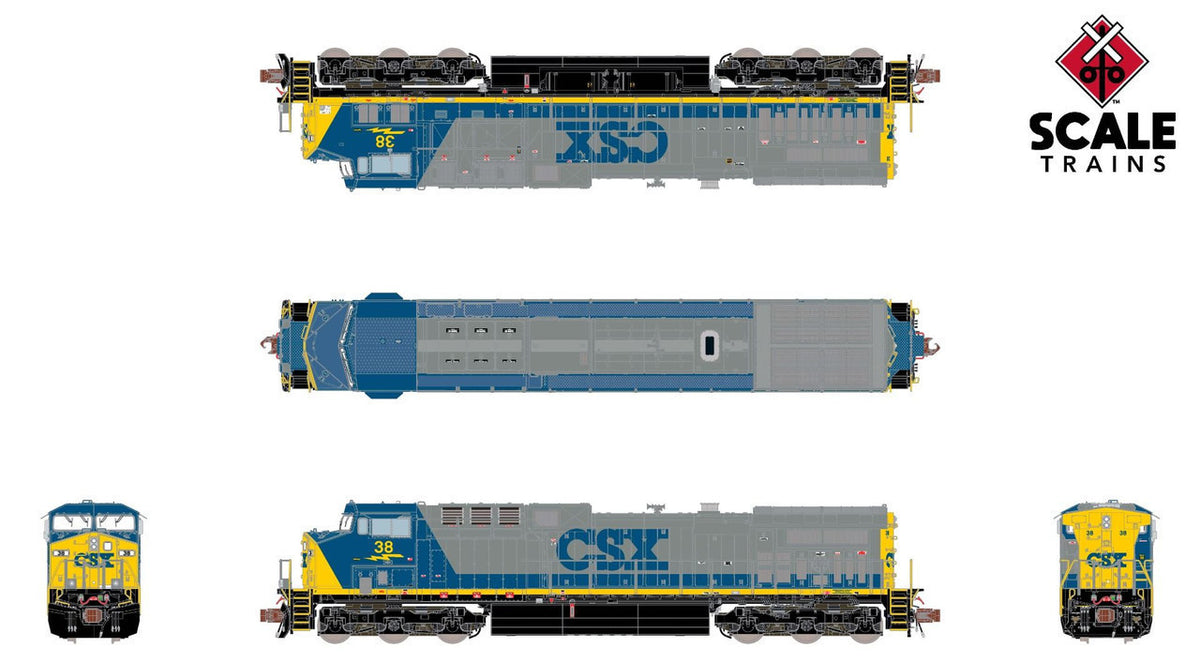 ScaleTrains Rivet Counter N SXT39109 DCC/ESU LokSound V5 Equipped GE AC4400CW Locomotive CSX 'YN2' Scheme CSX #96