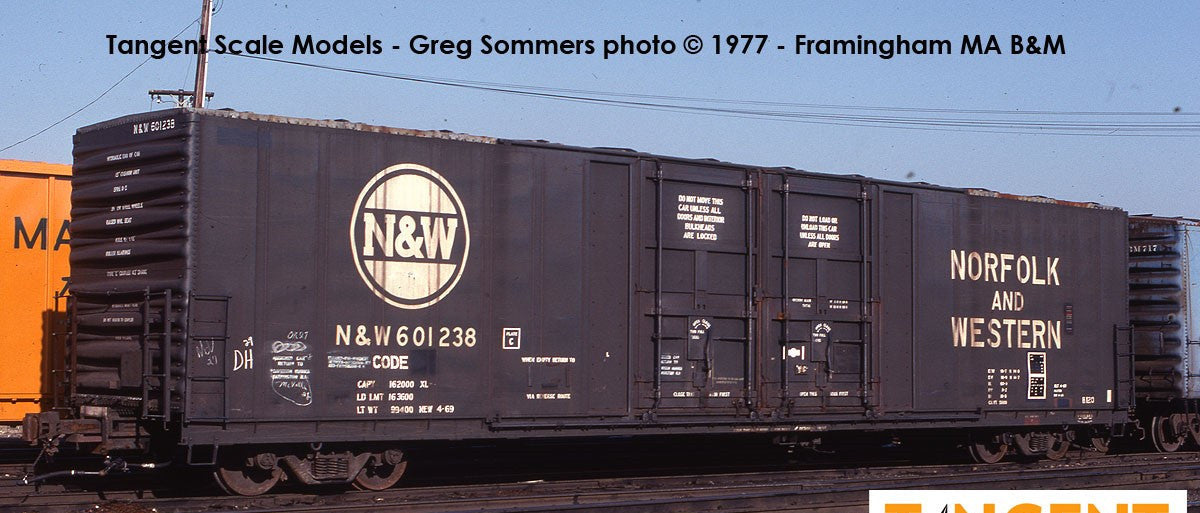 Tangent Scale Models HO 34011-03 Thrall 5880 60′ Double Plug Door Box Car Norfolk & Western 'Original Blue 4-1969' N&W #601171