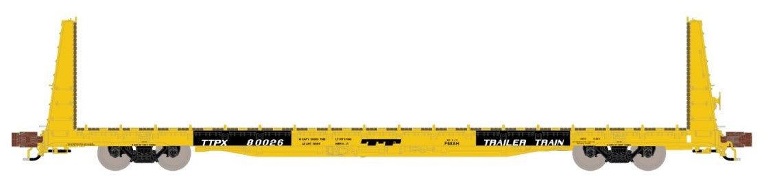 ScaleTrains Rivet Counter N SXT38972 BSC F68AH Bulkhead Flatcar Trailer Train/TT Logo/Yellow TTPX #80713