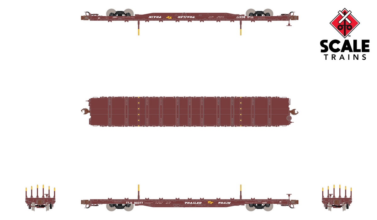 ScaleTrains Rivet Counter N SXT38978 BSC F68BH Finger Rack Flatcar Trailer Train/Oxide Red TTJX #80438