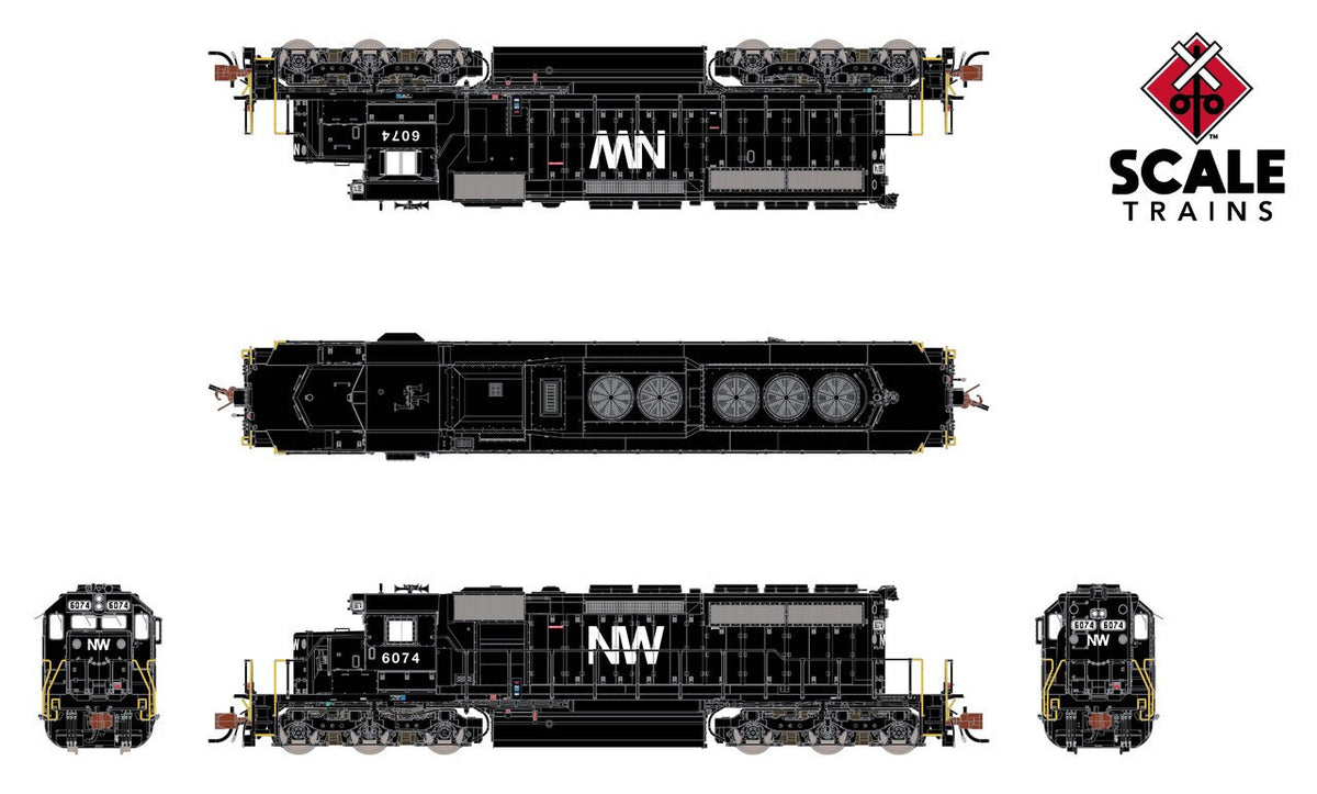 ScaleTrains Rivet Counter N SXT39414 DCC Ready EMD SD40-2 Locomotive Norfolk & Western 'Large NW' NW #6107